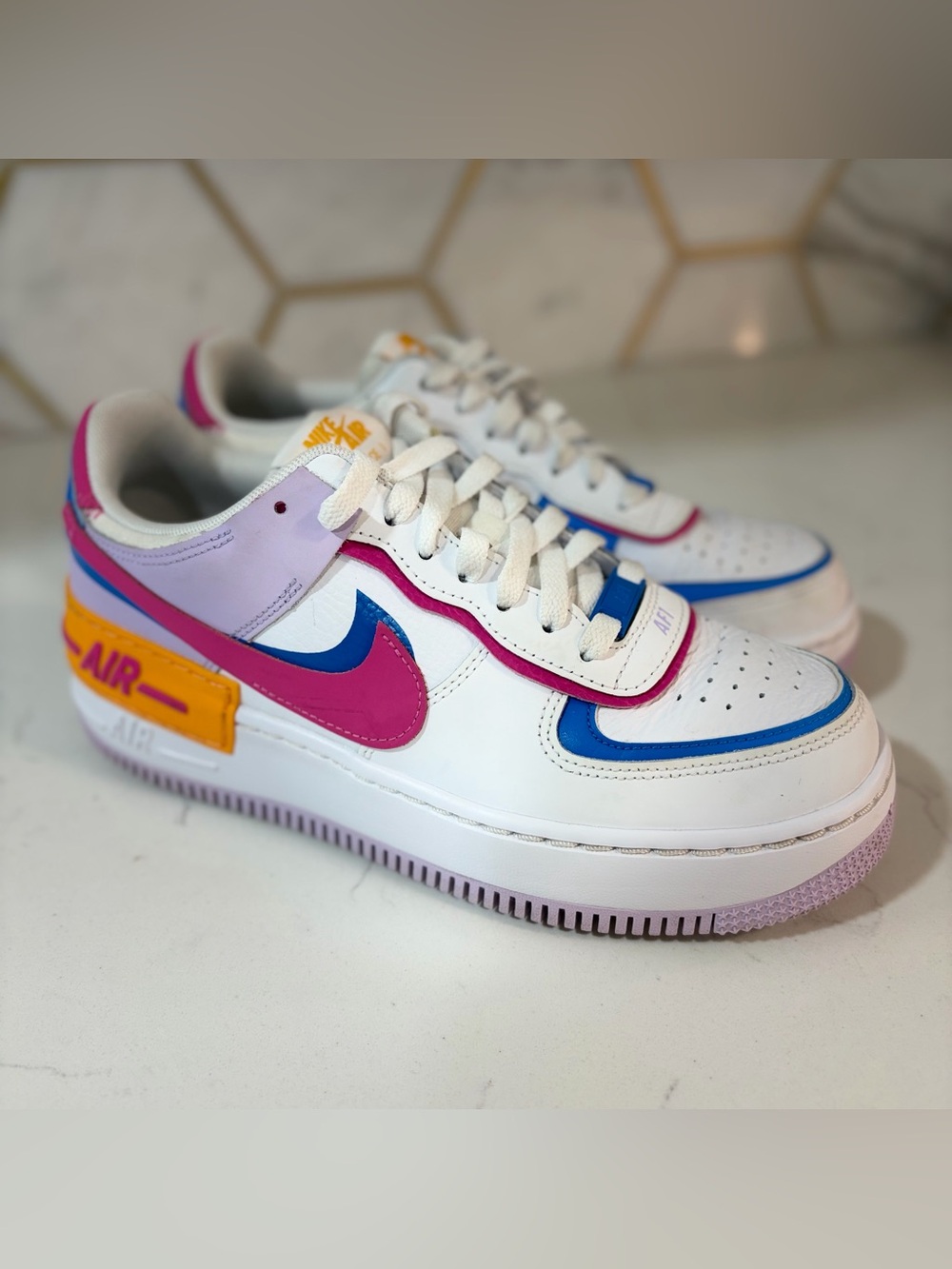 Nike Air Force 1 Shadow Multicolor Playful Pink Royal Sneaker 8/EU 39 HF5064-100